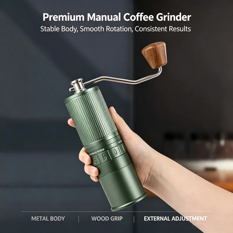 Hand-Crank Coffee Grinder, Pou - đánh giá và giá Burr Hand Grinder