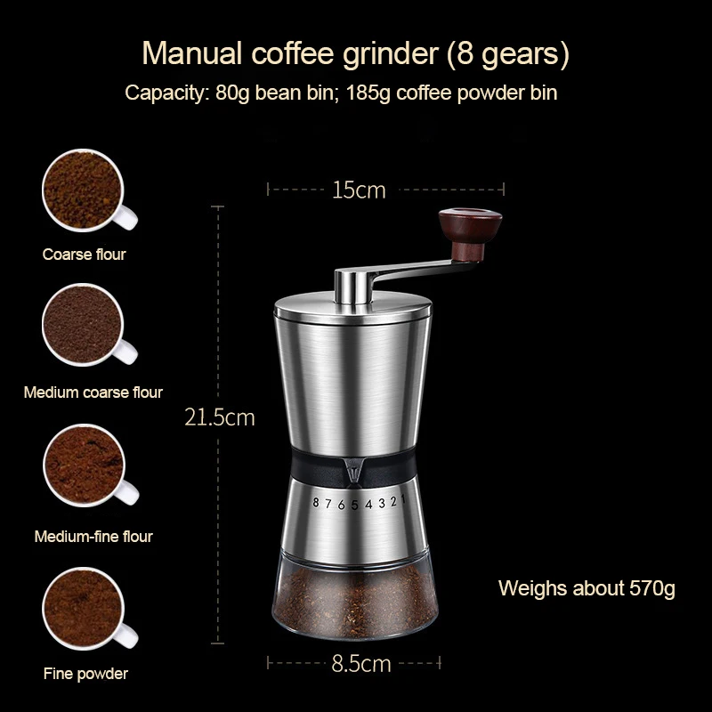 8 Adjustable Manual Coffee Gri - đánh giá và giá Burr Hand Grinder