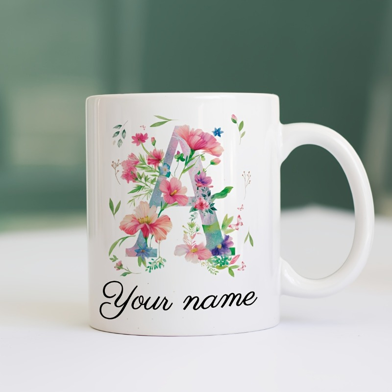 Custom Name/Text Floral Initia - đánh giá và giá Coffee Tea Name