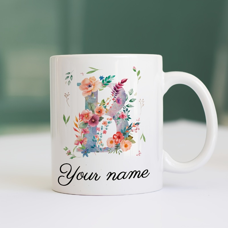 Custom Name/Text Floral Initia - đánh giá và giá Coffee Tea Name