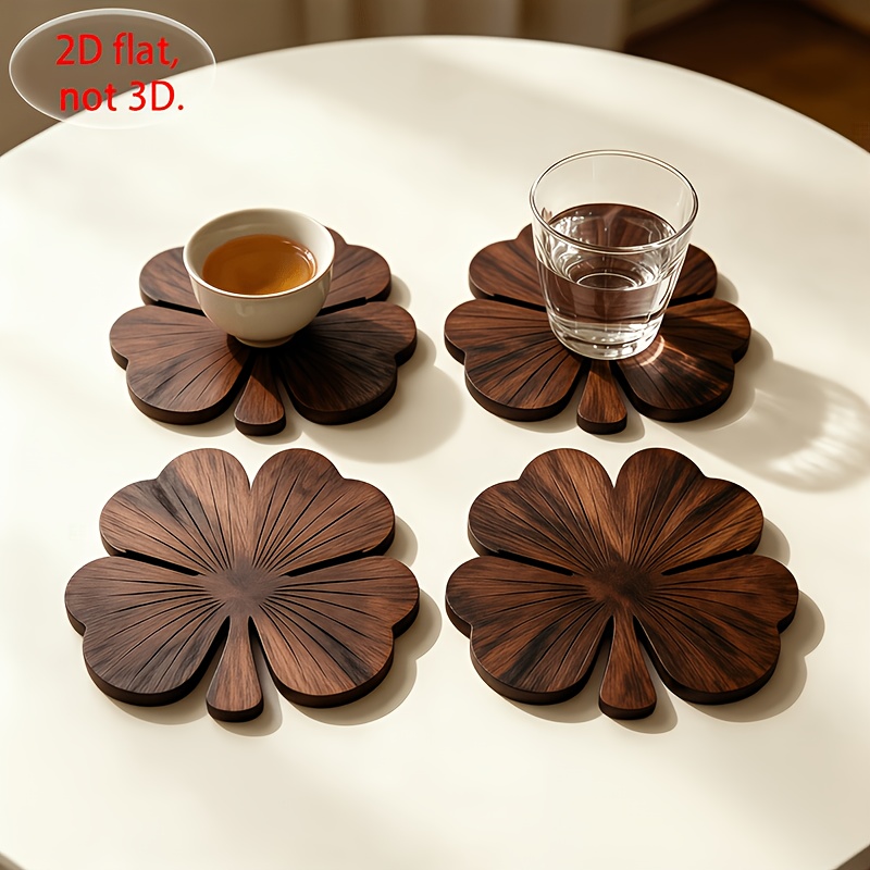4Pcs 2D Flat Clover Wooden Coa - đánh giá và giá Xbloom Coffee Tea
