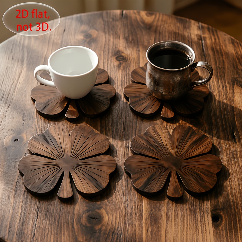 4Pcs 2D Flat Clover Wooden Coa - đánh giá và giá Xbloom Coffee Tea