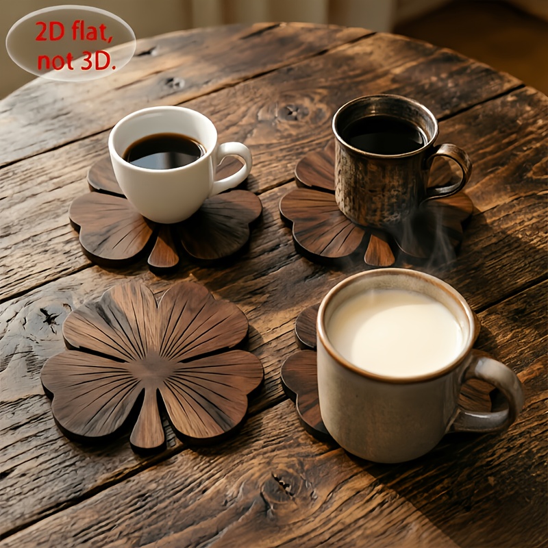 4Pcs 2D Flat Clover Wooden Coa - đánh giá và giá Xbloom Coffee Tea