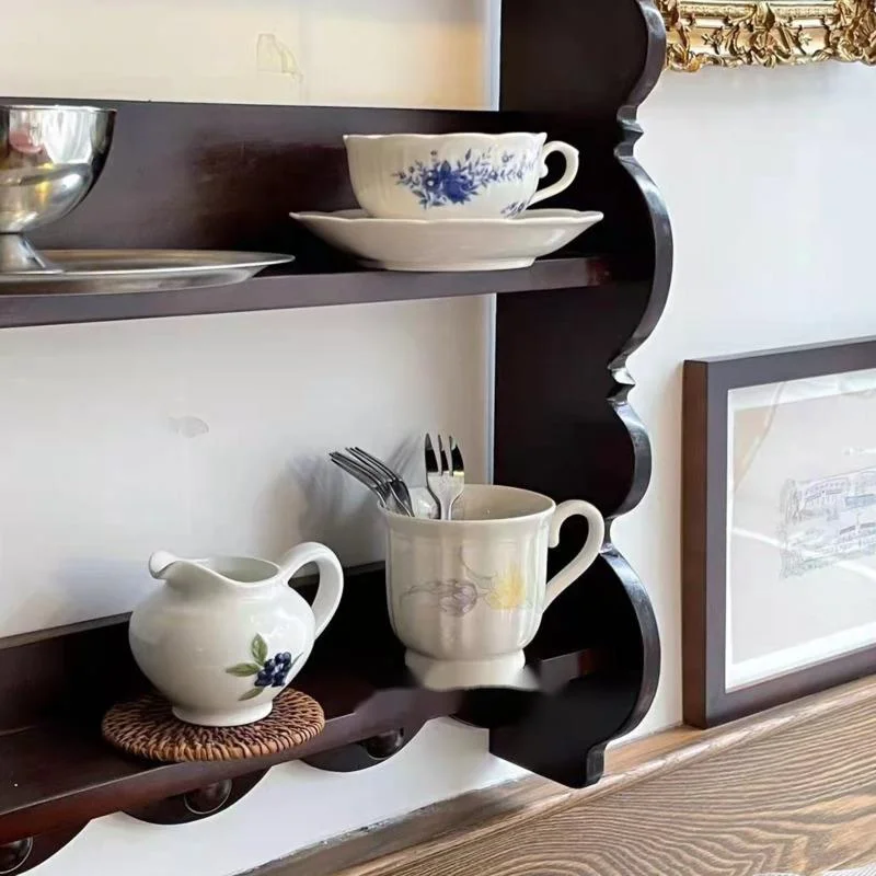 Retro Solid Wood Wall Shelf An - đánh giá và giá Coffee Tea Images