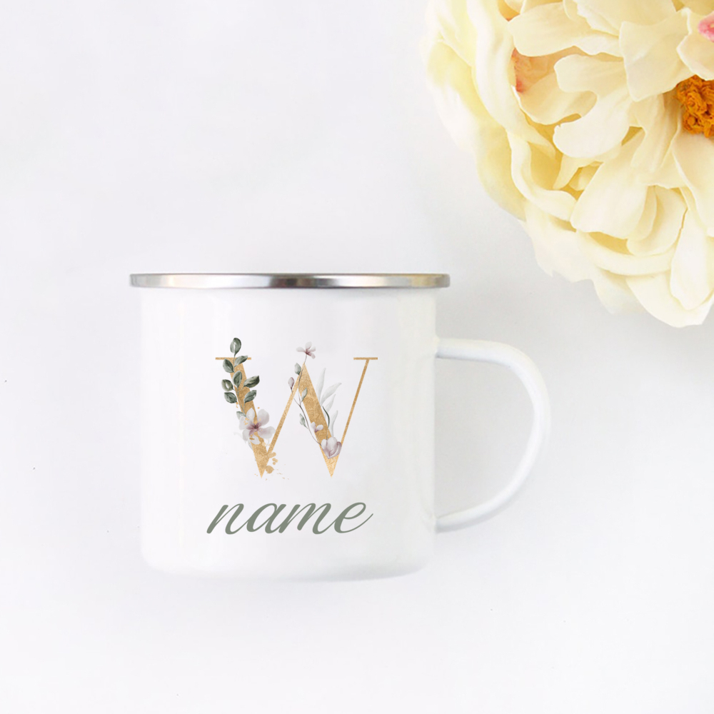 Floral Initial Name Cup Custom - đánh giá và giá Coffee Tea Name