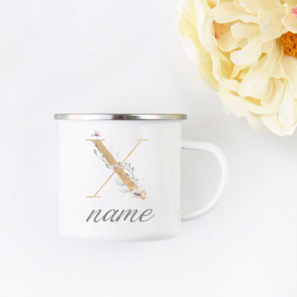 Floral Initial Name Cup Custom - đánh giá và giá Coffee Tea Name